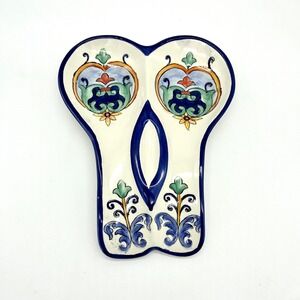 Aqua Jade Moroccan Spoon Rest Ceramic Hand Painted‎ Kitchen Decor